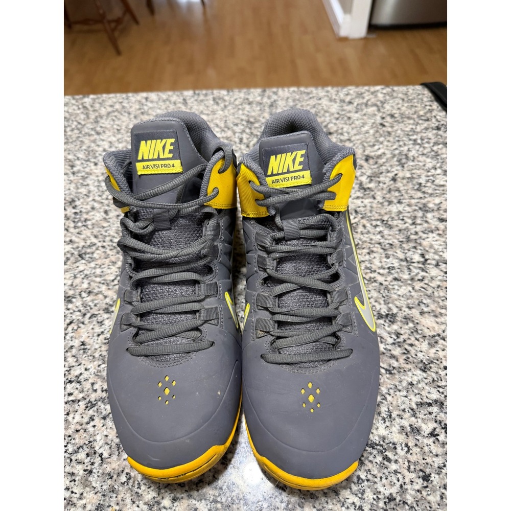 Nike Air Visi Pro 4 Basketball Shoes Men Grey Yellow 8.5 High Top 599467-005